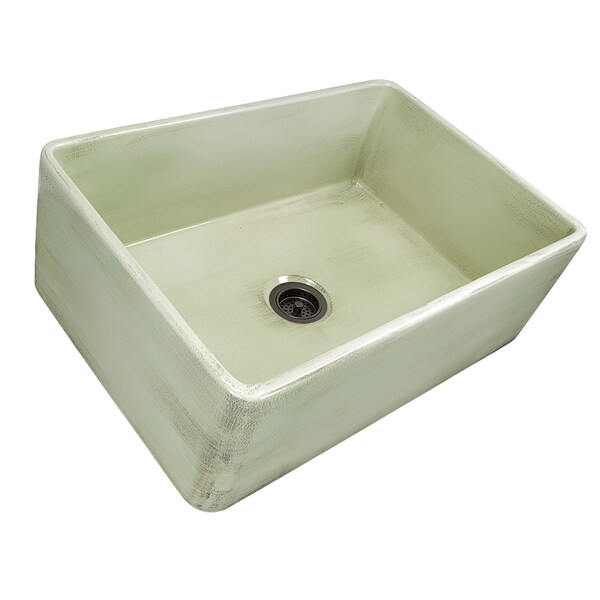 Nantucket Sinks 30-Inch Farmhouse Fireclay Sink with Shabby Green Finish FCFS3020S-ShabbyGreen - main